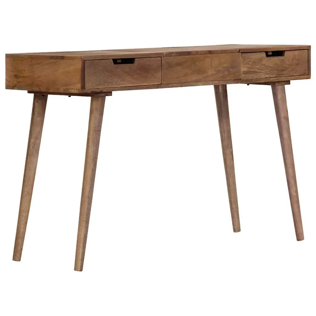 Dressing Table Brown 112x45x76 cm Solid Mango Wood with Mirror 2 Drawers 4 Compartments