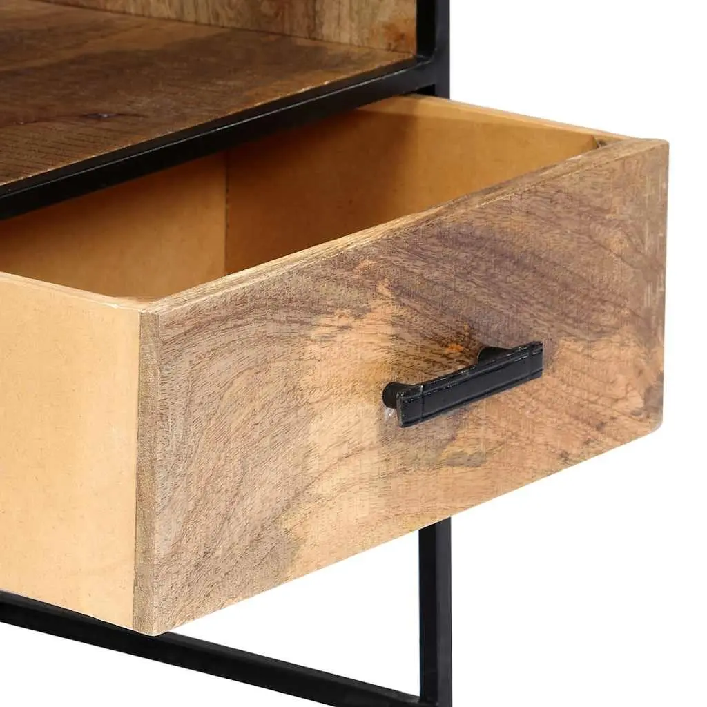 Bedside Table Brown 40x30x50cm Solid Mango Wood with Steel Legs