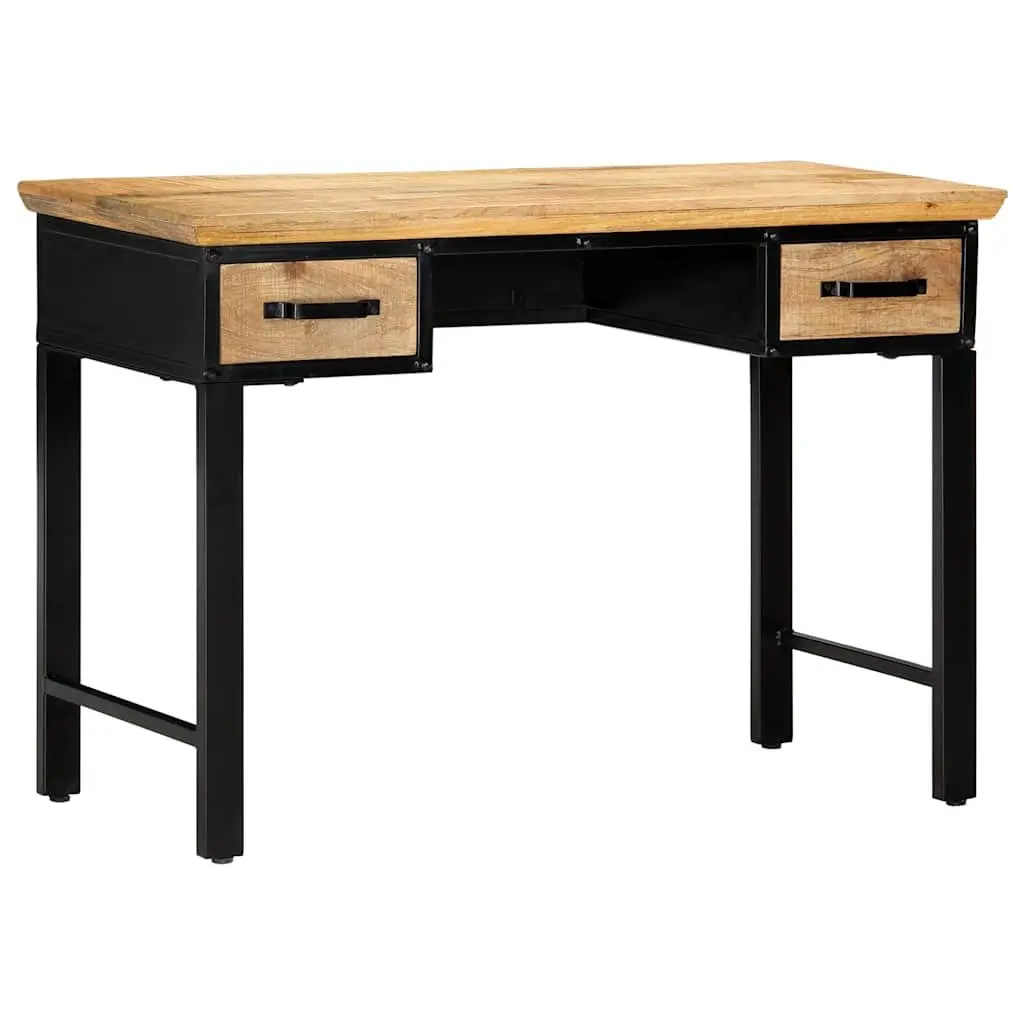 Writing Desk Brown 110x50x76 cm Solid Wood with 2 Drawers Storage