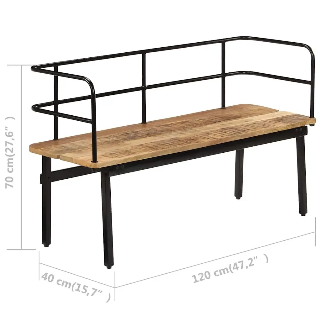 Solid Mango Wood Bench Brown 120x40x70 cm Industrial Style Storage Entryway Hall Seat