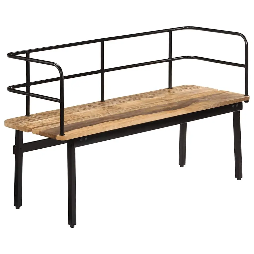 Solid Mango Wood Bench Brown 120x40x70 cm Industrial Style Storage Entryway Hall Seat