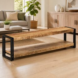 Concise Vintage Mango Wood TV Cabinet - 150x30x40 cm