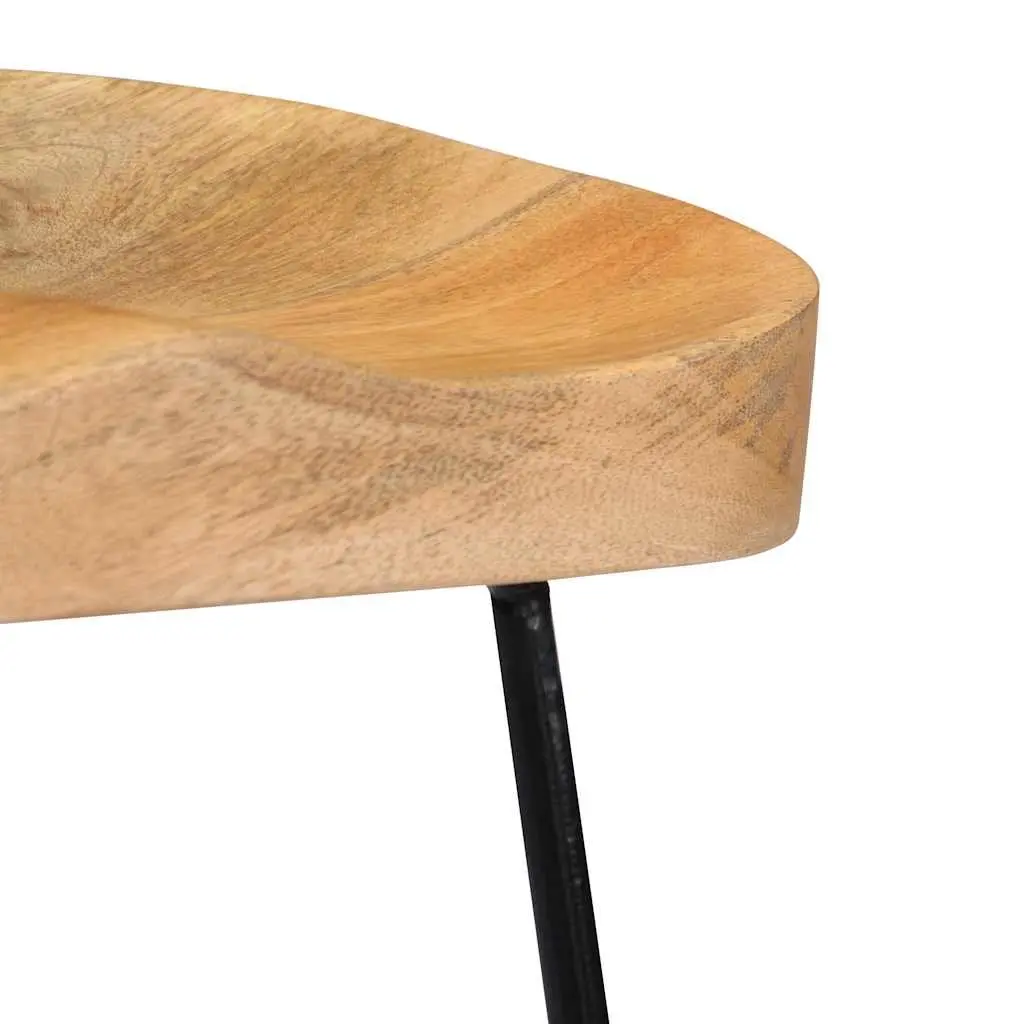 Bar Stools 2 pcs Solid Mango Wood Retro Vintage Wooden Kitchen Counter Seat