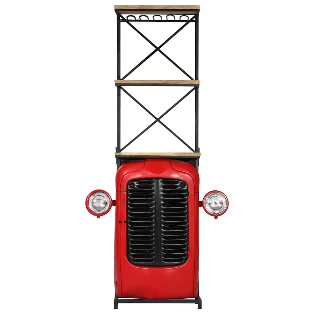 Wine Cabinet Red 49x31x172cm Solid Mango Wood 2 Shelves 9 Bottle Holders