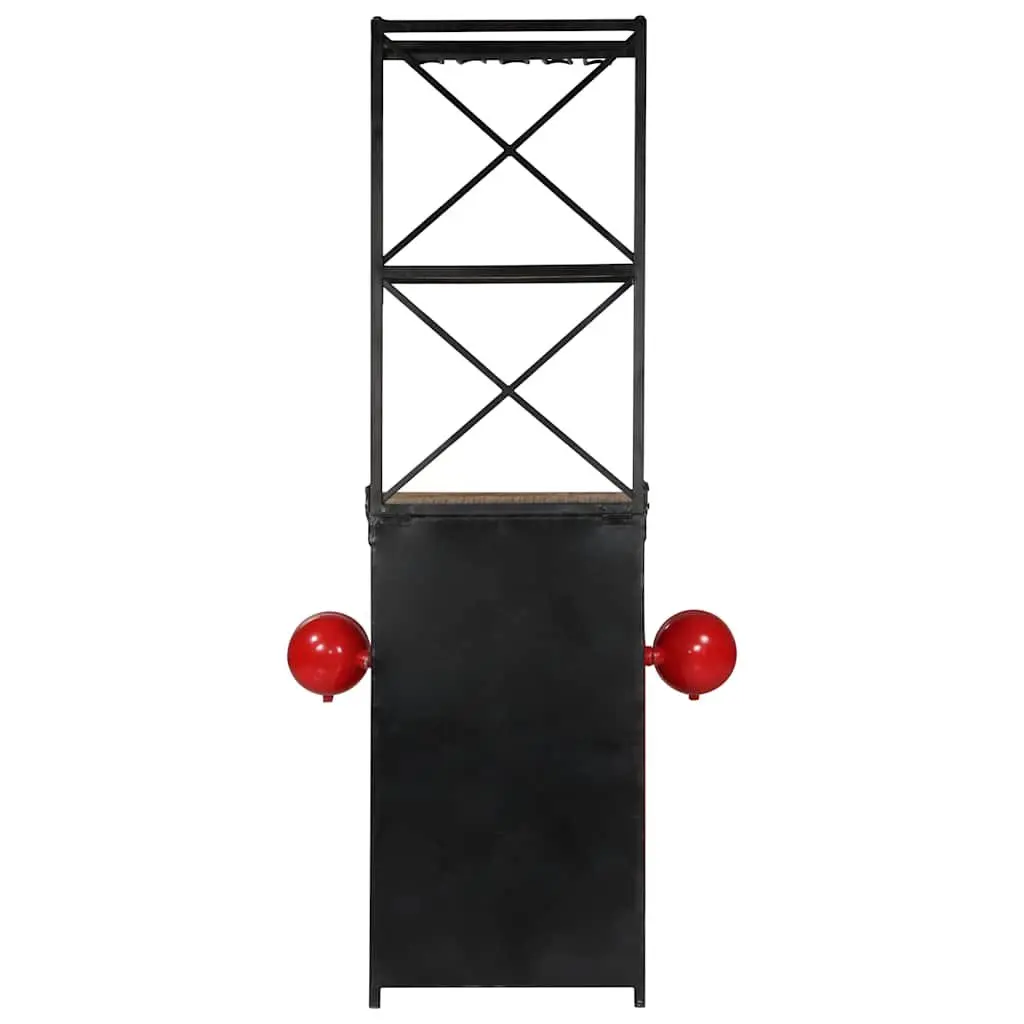 Wine Cabinet Red 49x31x172cm Solid Mango Wood 2 Shelves 9 Bottle Holders