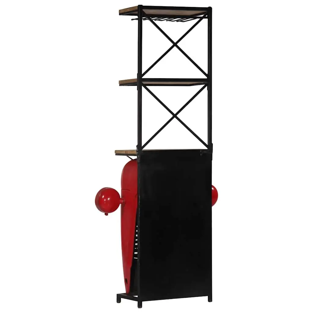 Wine Cabinet Red 49x31x172cm Solid Mango Wood 2 Shelves 9 Bottle Holders