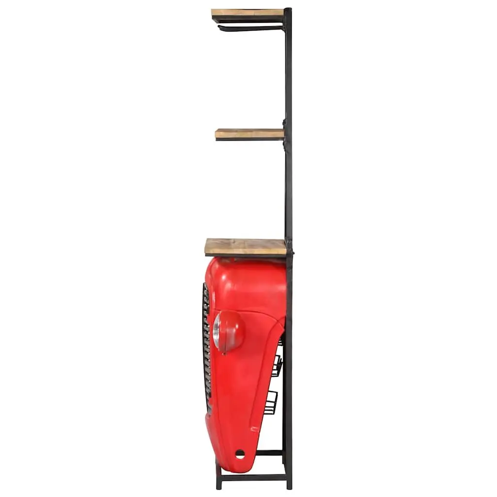 Wine Cabinet Red 49x31x172cm Solid Mango Wood 2 Shelves 9 Bottle Holders