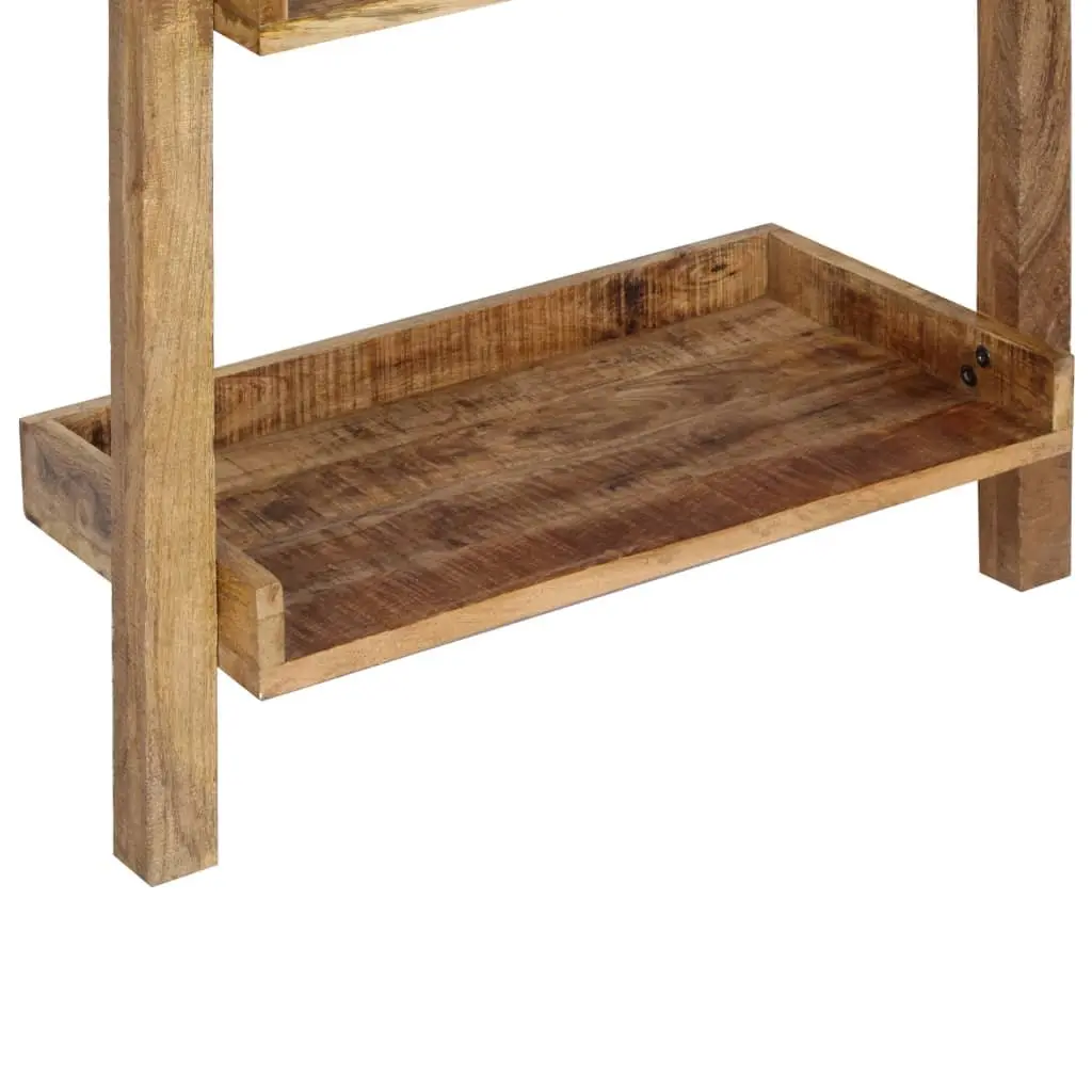 5-Tier Ladder Shelf Brown Solid Mango Wood Display Rack for Books Plants and Decor