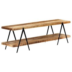 Compact TV Cabinet in Solid Mango Wood for Storage