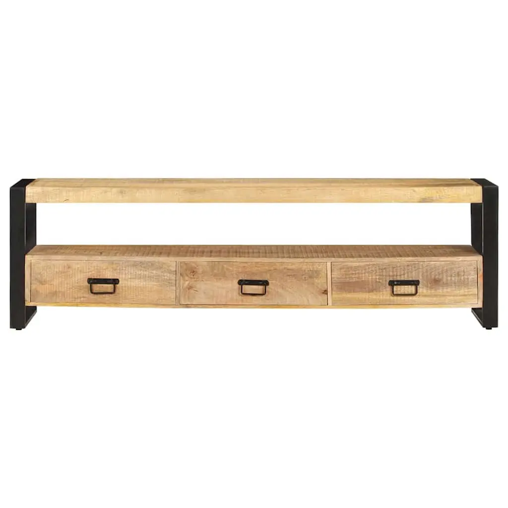 TV Cabinet 150x30x45 cm Solid Mango Wood Rustic Lowboard Storage Drawers