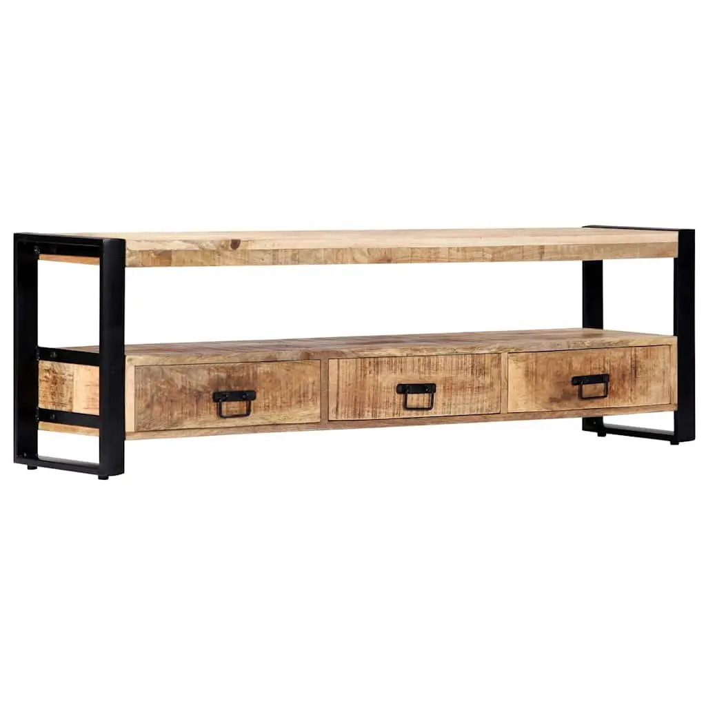 TV Cabinet 150x30x45 cm Solid Mango Wood Rustic Lowboard Storage Drawers