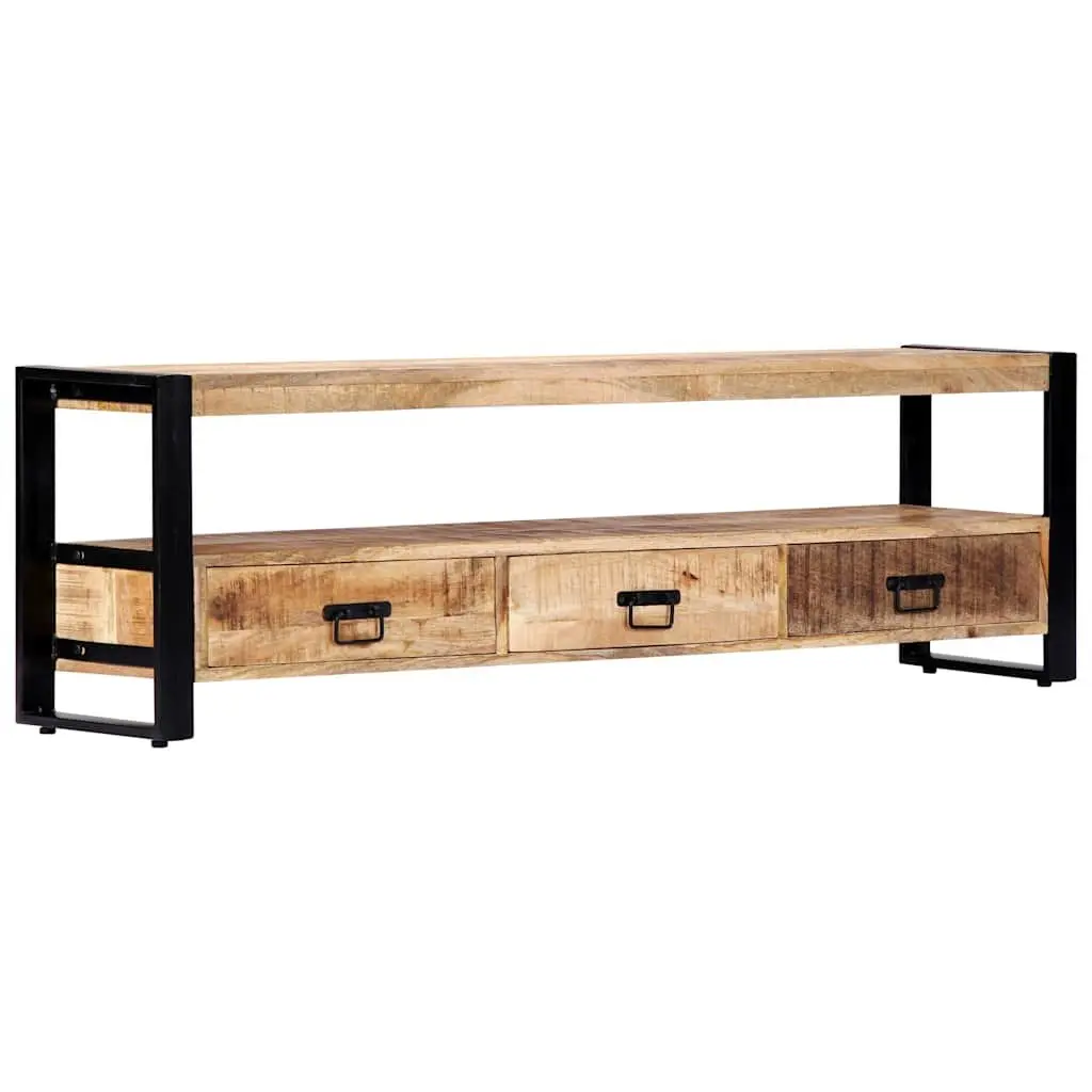 TV Cabinet 150x30x45 cm Solid Mango Wood Rustic Lowboard Storage Drawers