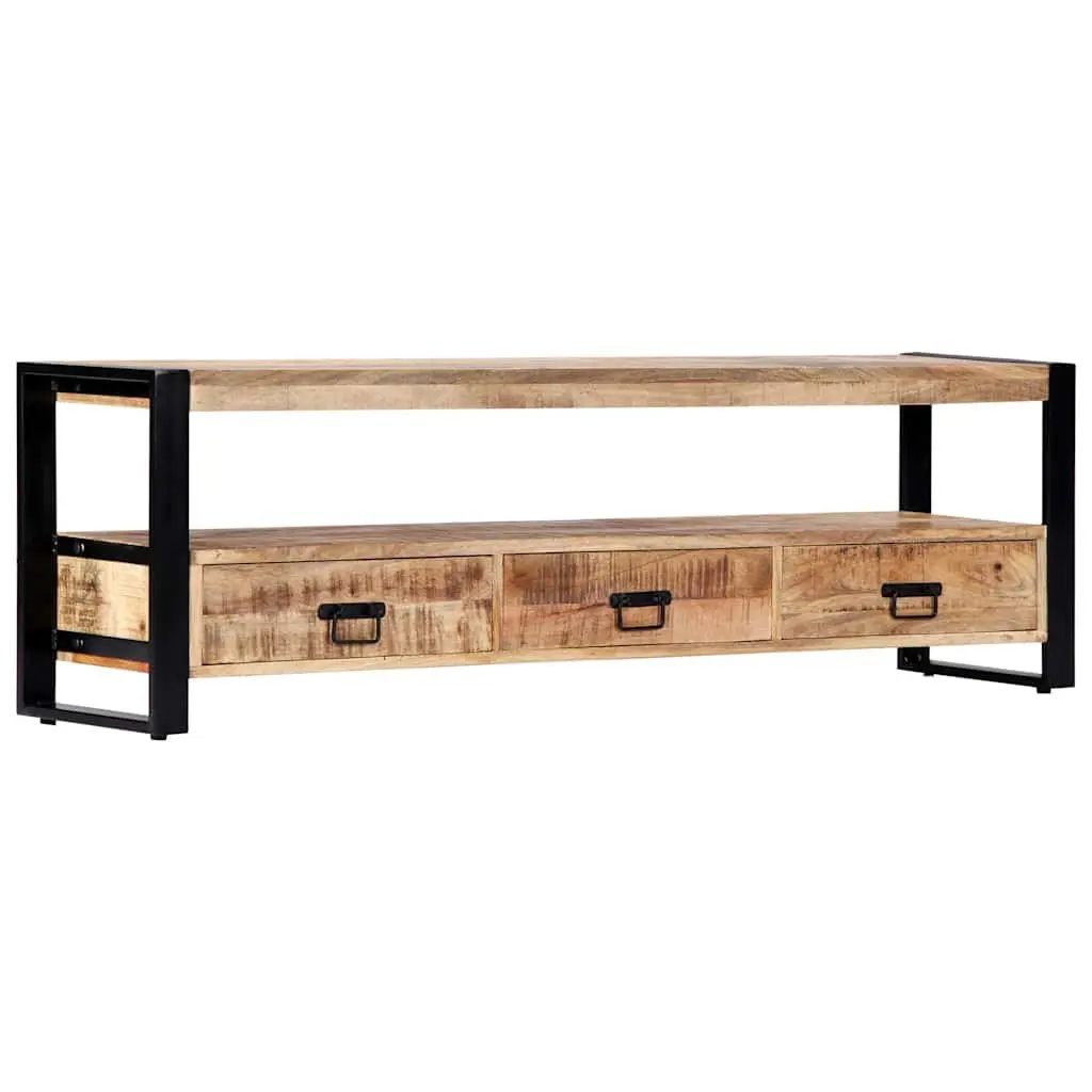 TV Cabinet 150x30x45 cm Solid Mango Wood Rustic Lowboard Storage Drawers