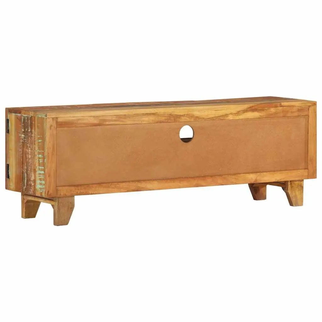 TV Cabinet Brown 120x30x40 cm Solid Reclaimed Wood Hand Carved Doors Drawer Storage