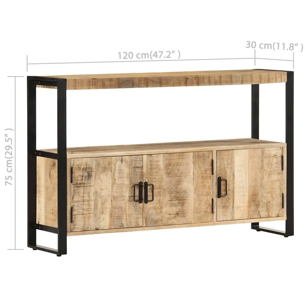 Side Cabinet Brown 120x30x75 cm Solid Mango Wood Storage Furniture