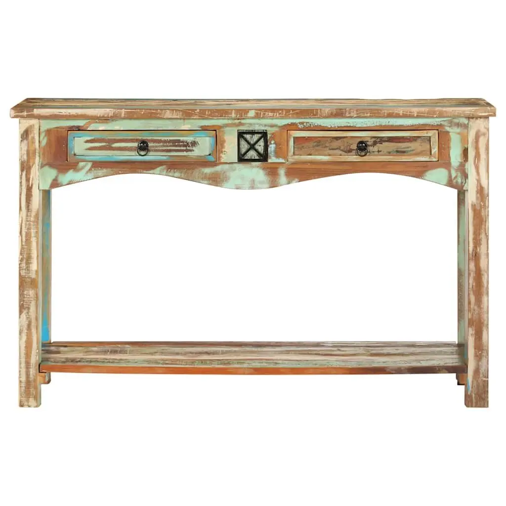 End Table Multicolour 120x40x75cm Solid Reclaimed Wood Drawers Shelf