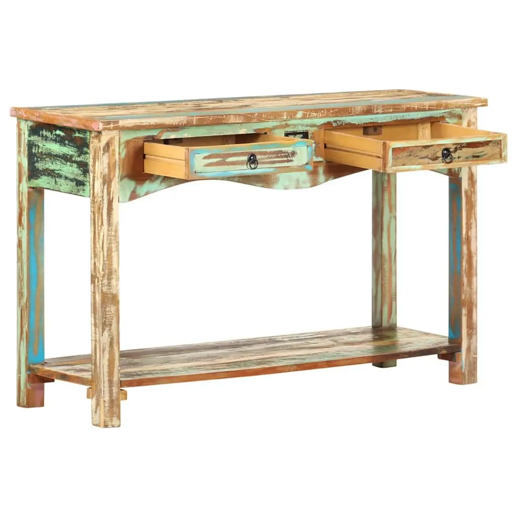End Table Multicolour 120x40x75cm Solid Reclaimed Wood Drawers Shelf