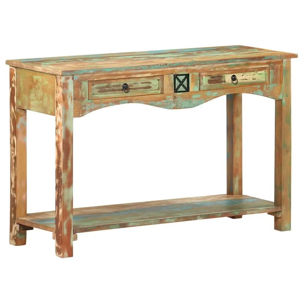 End Table Multicolour 120x40x75cm Solid Reclaimed Wood Drawers Shelf