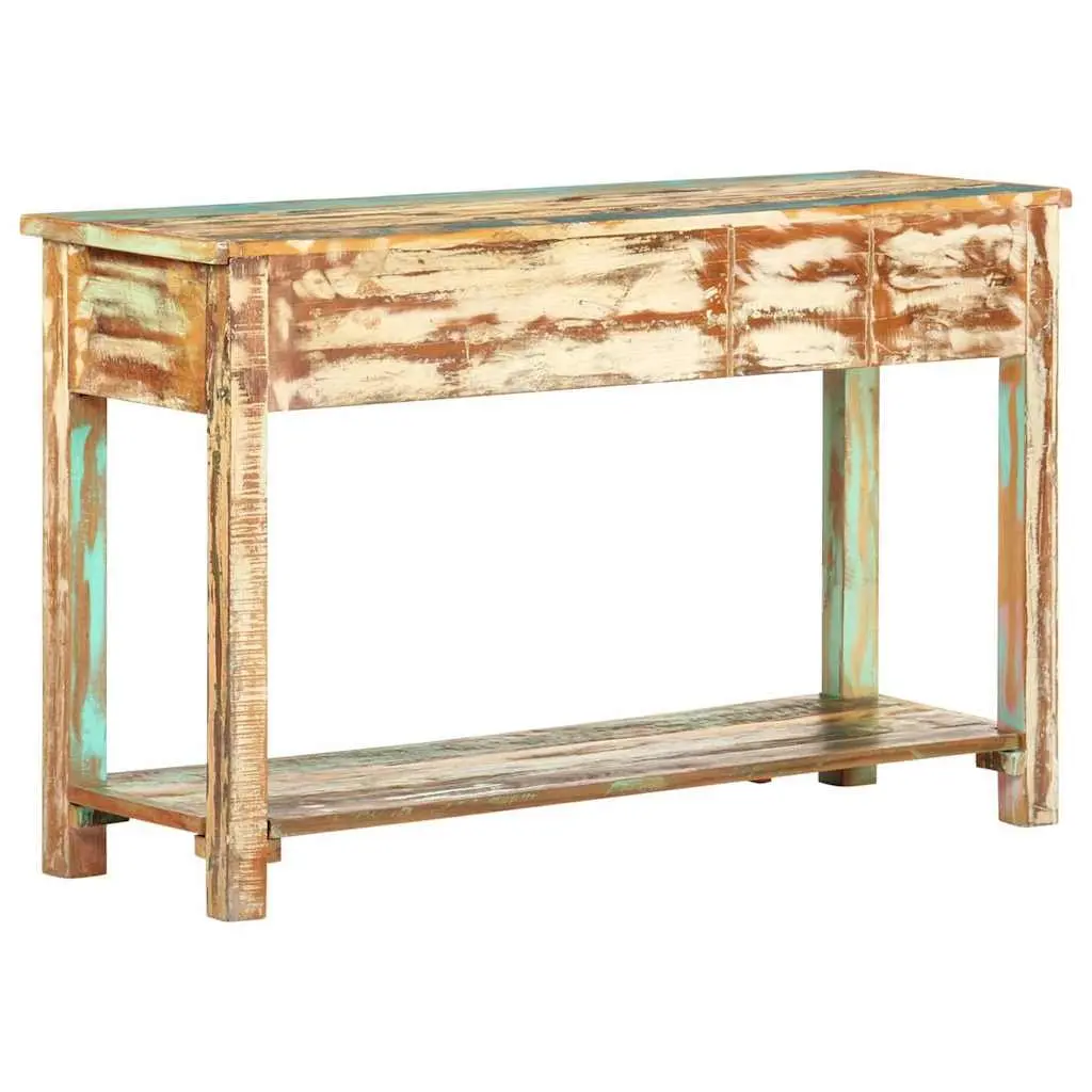 End Table Multicolour 120x40x75cm Solid Reclaimed Wood Drawers Shelf