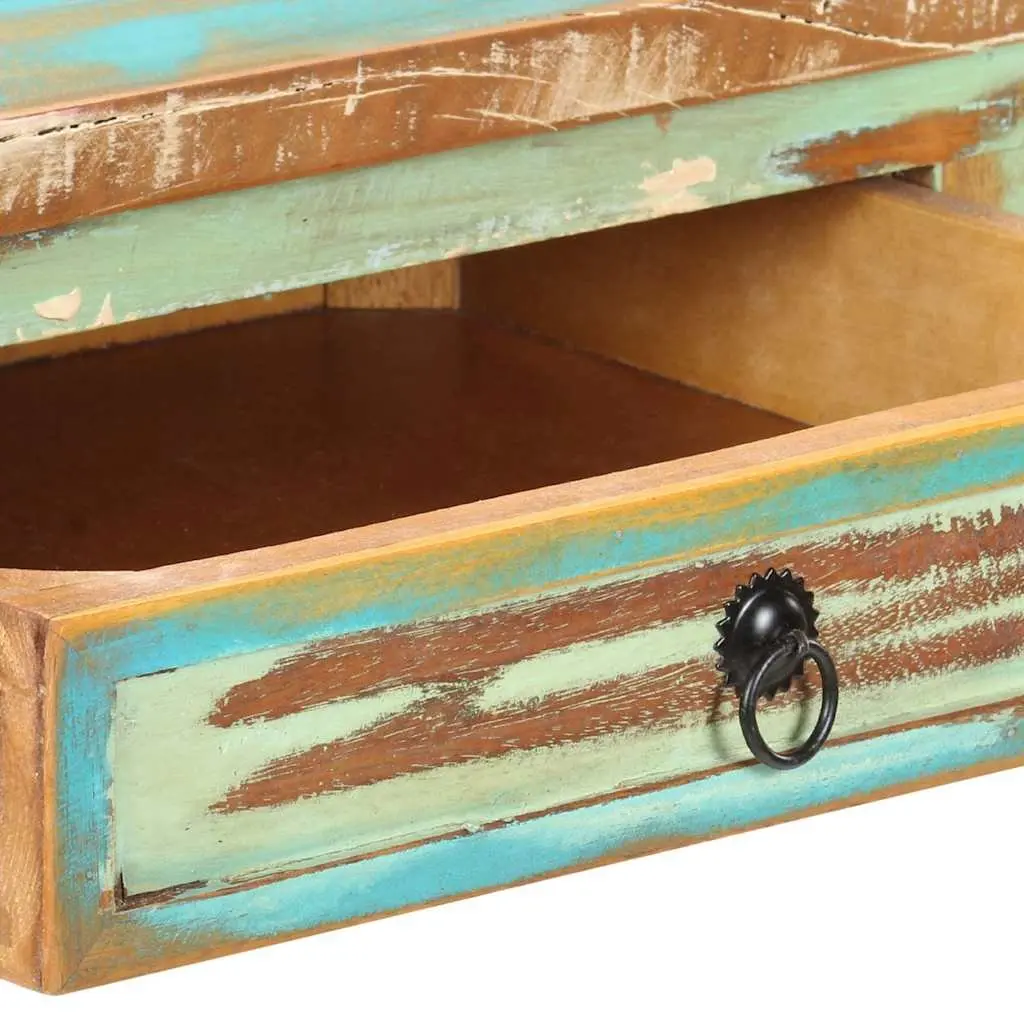End Table Multicolour 120x40x75cm Solid Reclaimed Wood Drawers Shelf