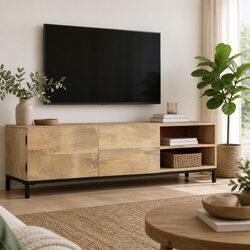 Compact TV Cabinet 145x30x41 cm Solid Wood Brown
