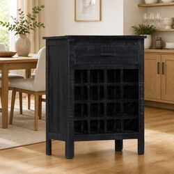 Concise Black Wooden Wine Rack for Your Collection
