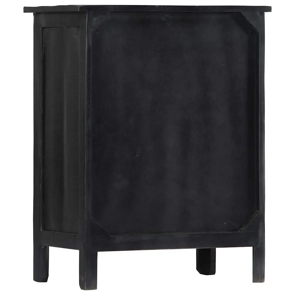 Wine Rack Black Wooden Storage Cabinet Display Stand Mango Wood 56x35x75cm
