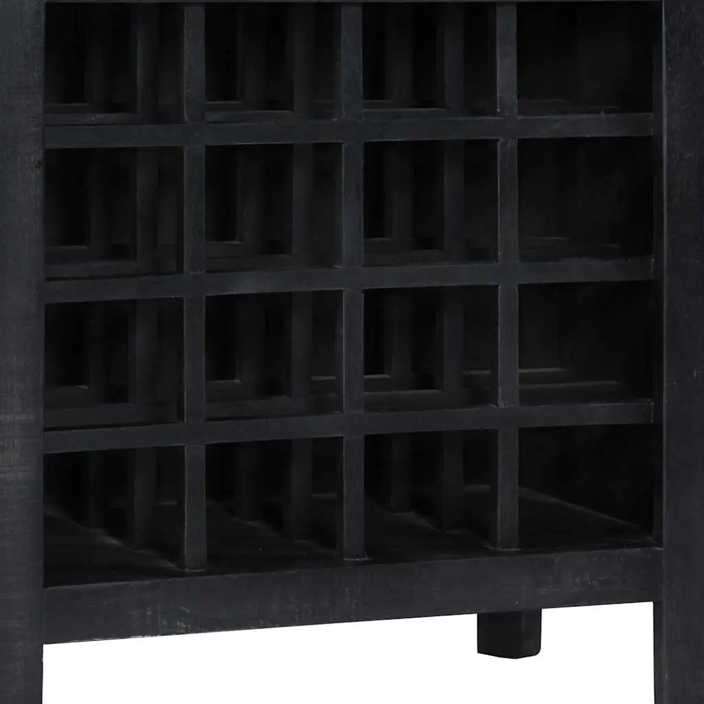 Wine Rack Black Wooden Storage Cabinet Display Stand Mango Wood 56x35x75cm