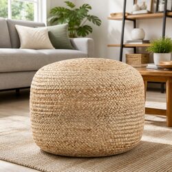Compact Handmade Jute Pouffe Footstool