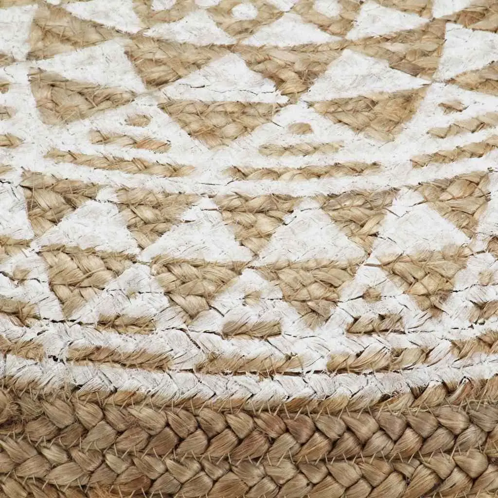 Handmade Pouffe Footstool White Braided Jute Foot Rest Comfortable Home Decor