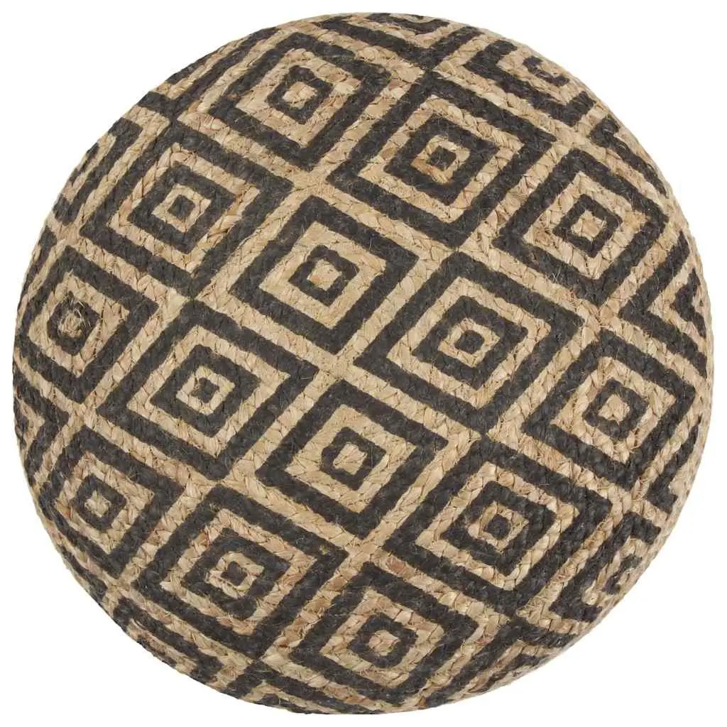 Pouffe Footstool Black 45x30cm Handmade Braided Jute Relaxing Foot Rest
