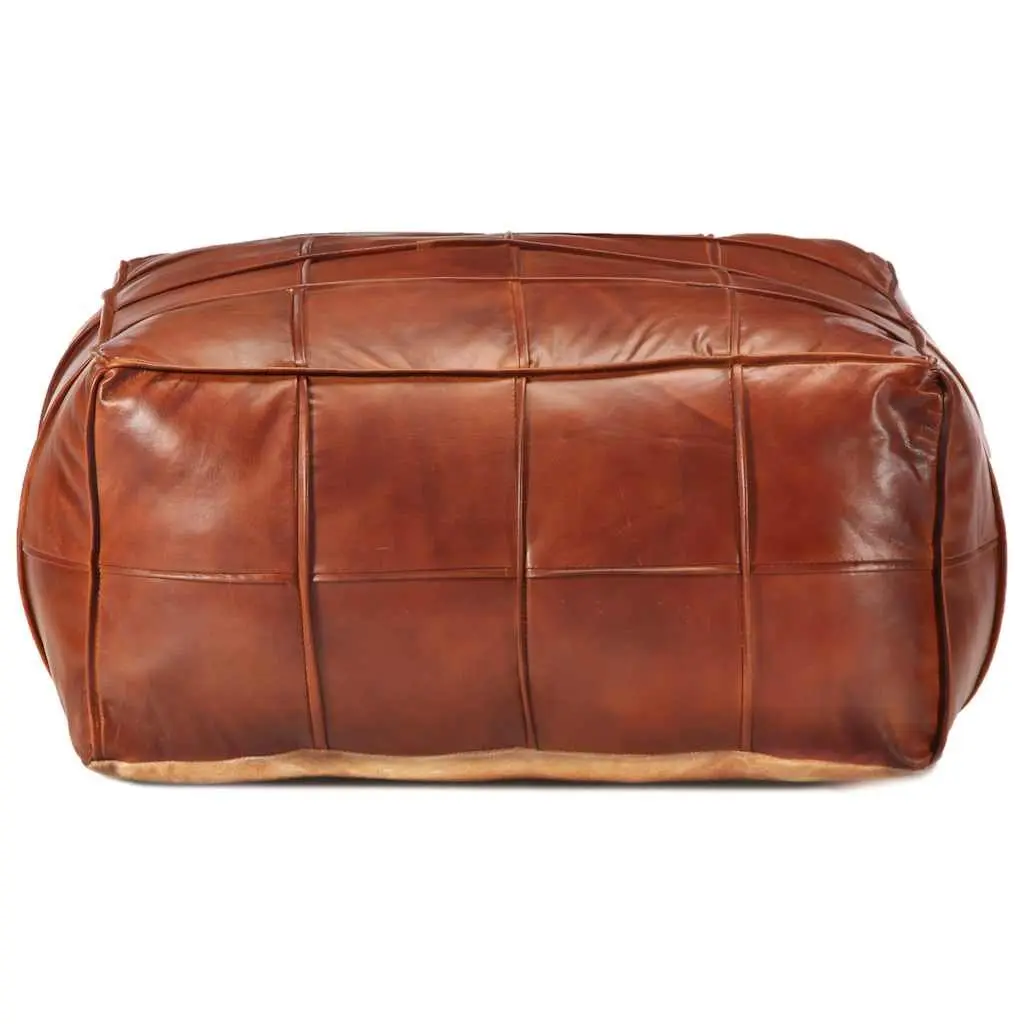 Pouffe Goat Leather Tan 60x60x30cm Relaxing Seating Foot Rest Home Decor