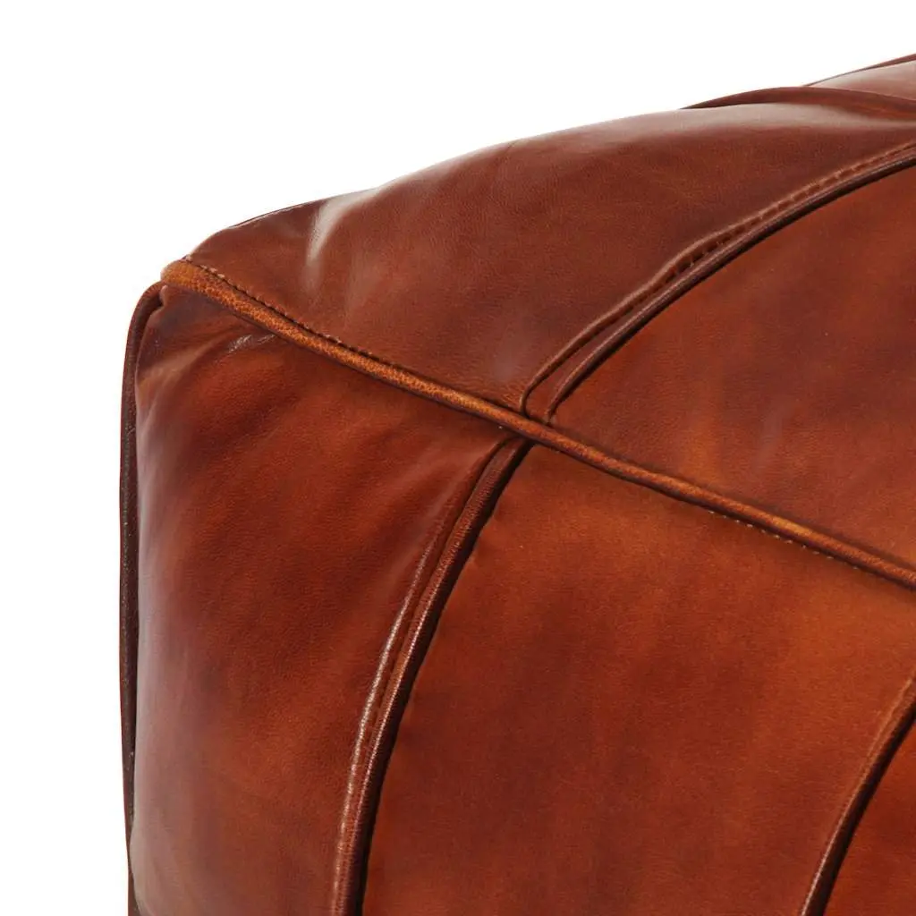 Pouffe Goat Leather Tan 60x60x30cm Relaxing Seating Foot Rest Home Decor