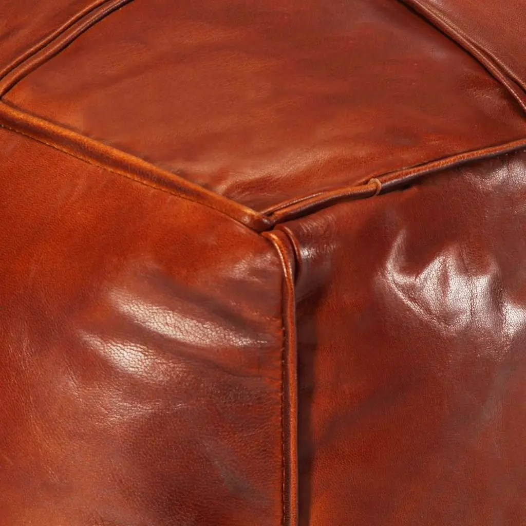 Pouffe Goat Leather Tan 60x60x30cm Relaxing Seating Foot Rest Home Decor