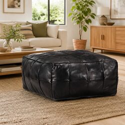 Compact Black Pouffe Footstool for Modern Comfort