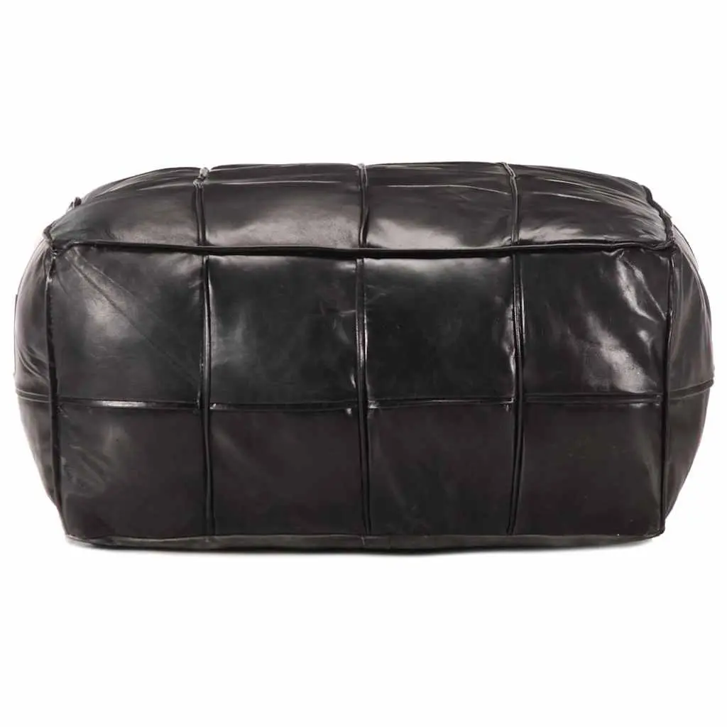 Pouffe Footstool Ottoman Black Modern Goat Leather Comfort 60 x 60 x 30 cm