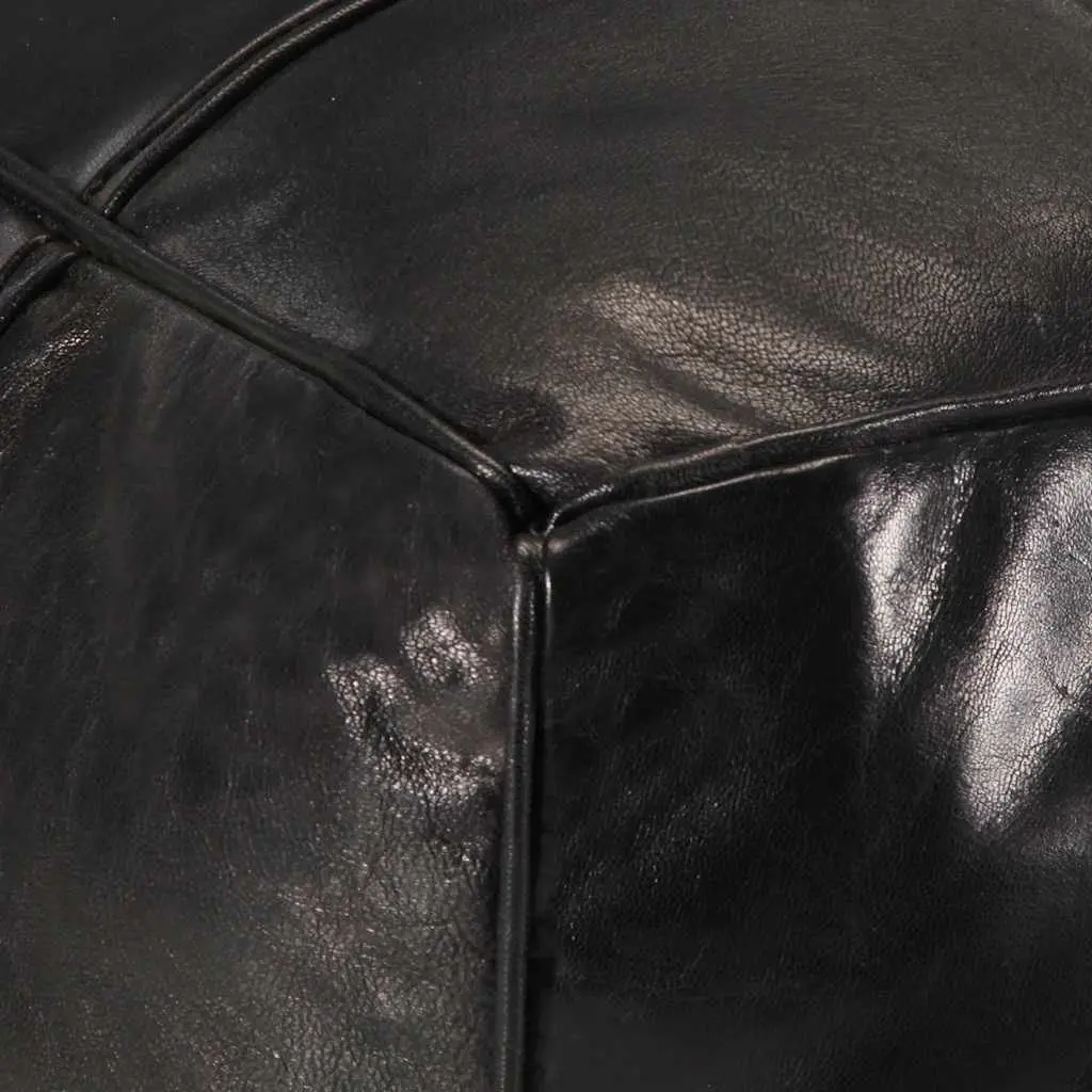 Pouffe Footstool Ottoman Black Modern Goat Leather Comfort 60 x 60 x 30 cm
