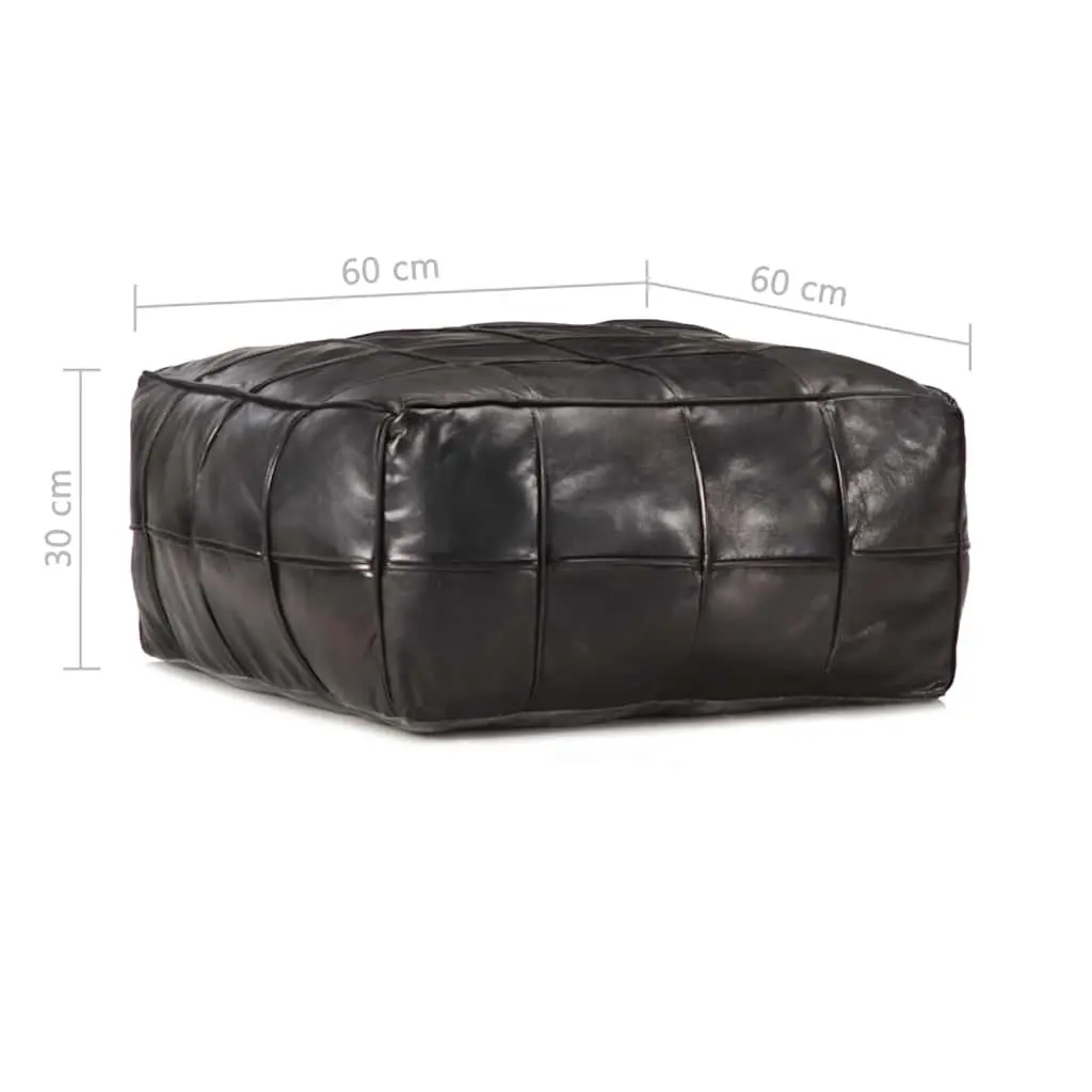 Pouffe Footstool Ottoman Black Modern Goat Leather Comfort 60 x 60 x 30 cm