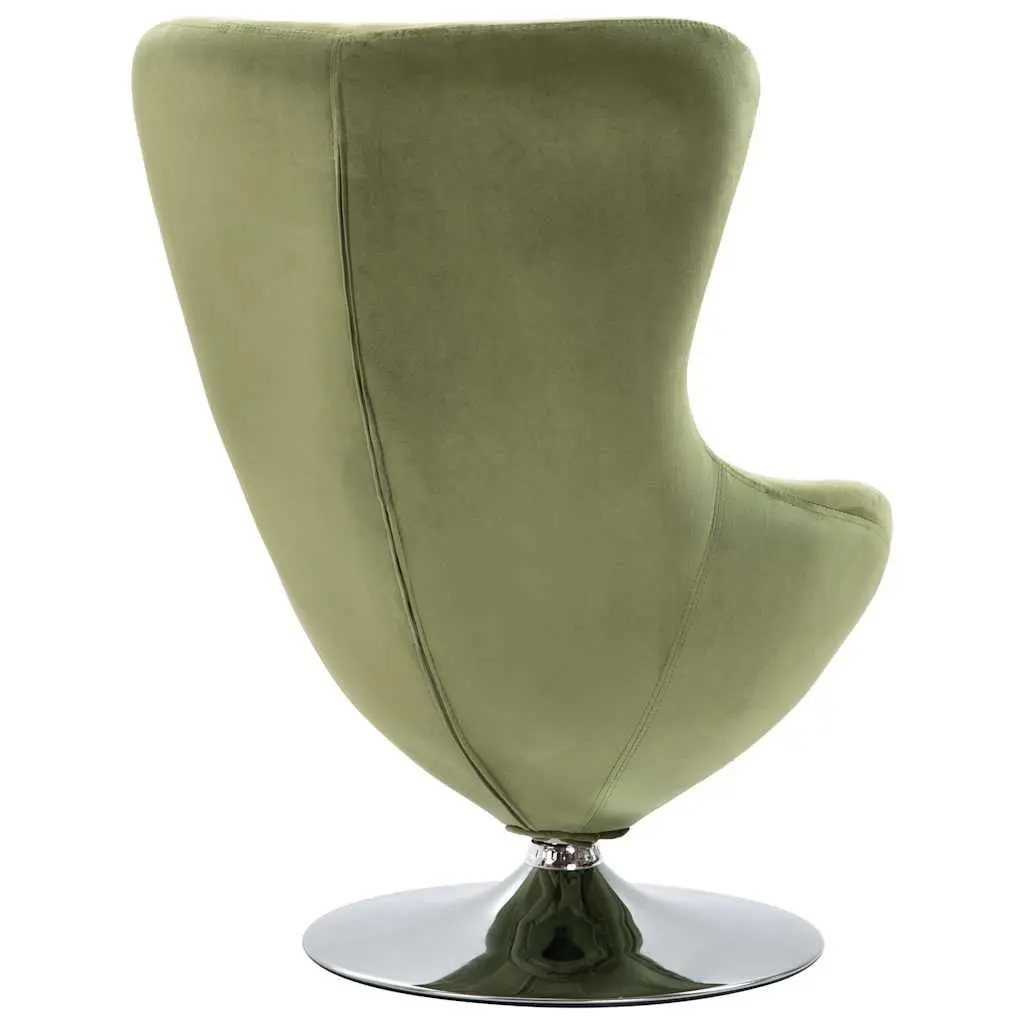 Swivel Egg Chair with Cushion Green Velvet Upholstered Armchair 360 Degree