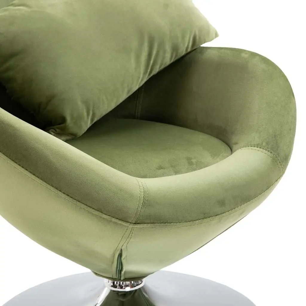 Swivel Egg Chair with Cushion Green Velvet Upholstered Armchair 360 Degree