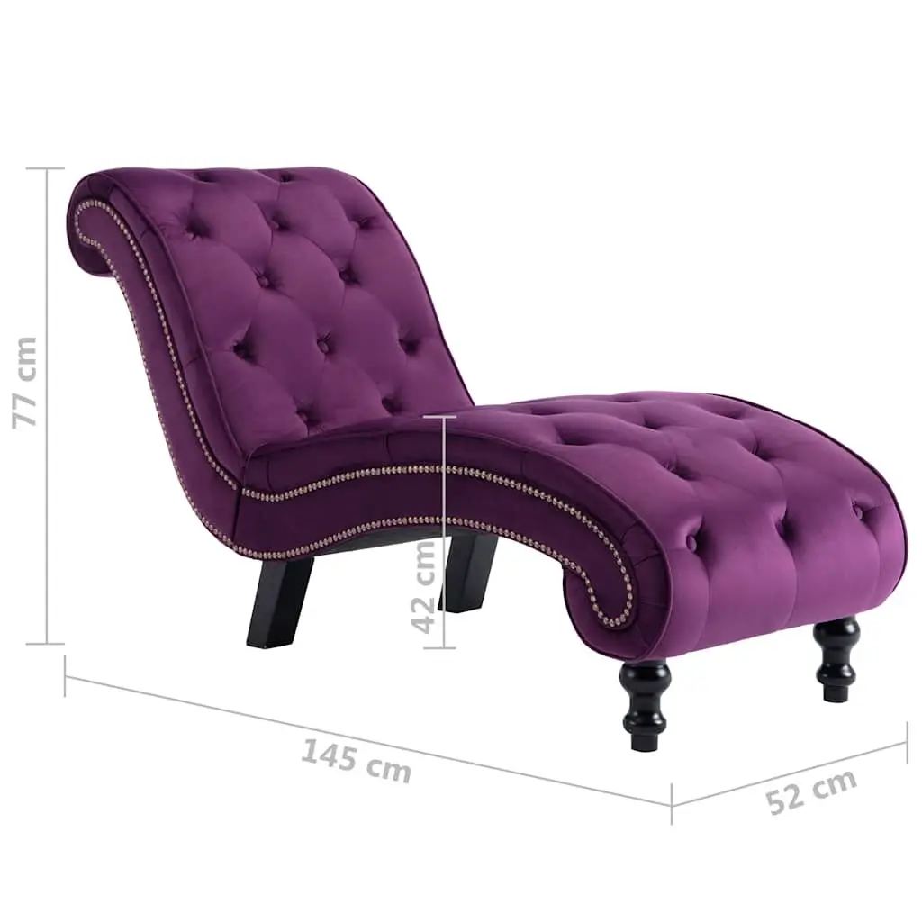Chaise Lounge Purple Velvet Accent Furniture Comfortable Seating Living Room