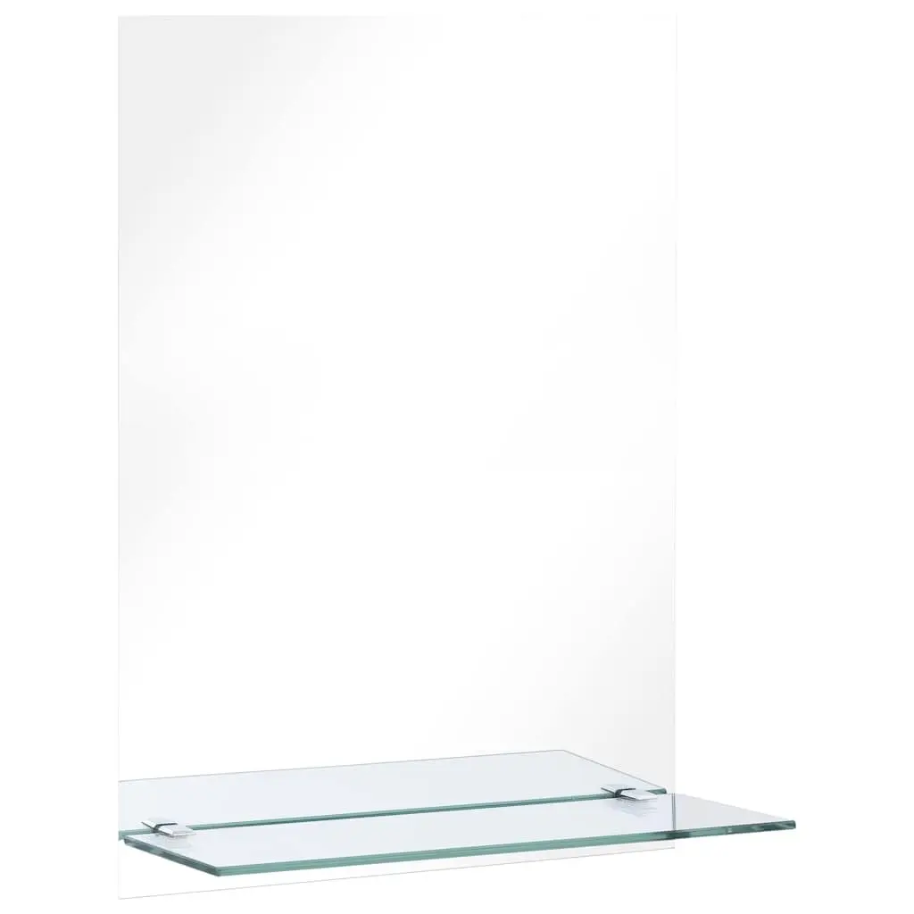 Wall Mirror with Shelf 40x60cm Tempered Glass Silver Bathroom Living Room