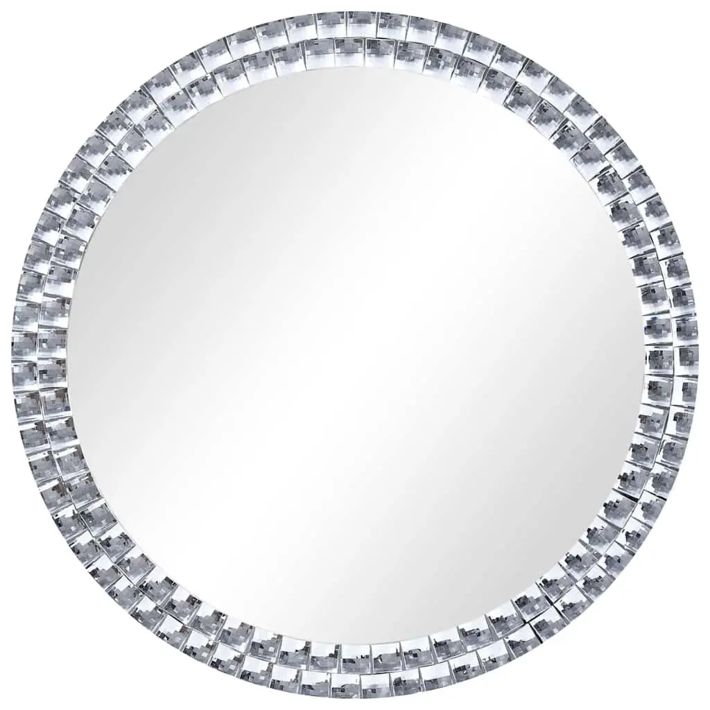 Round Wall Mirror 50cm Tempered Glass Silver Bathroom Living Room Decor