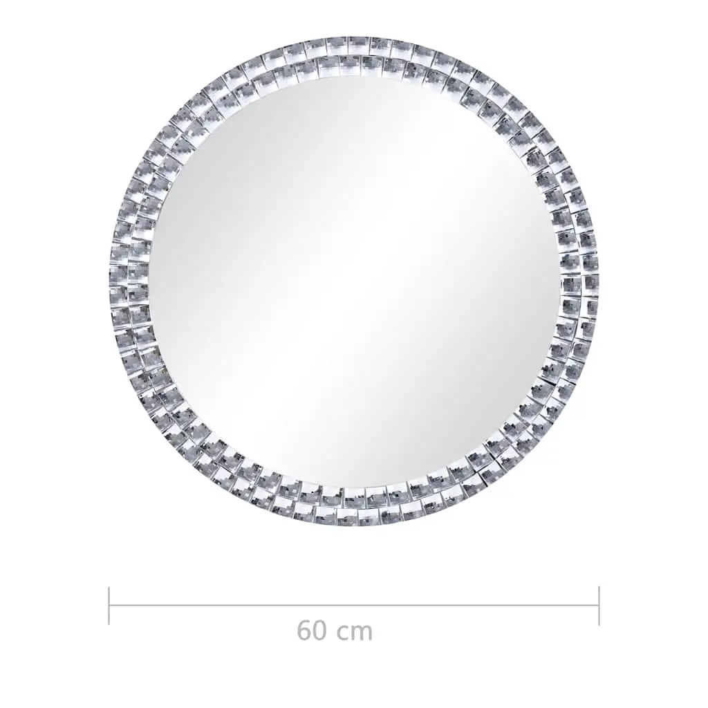 Round Wall Mirror 60cm Tempered Glass Silver Bathroom Living Room Bedroom Decor