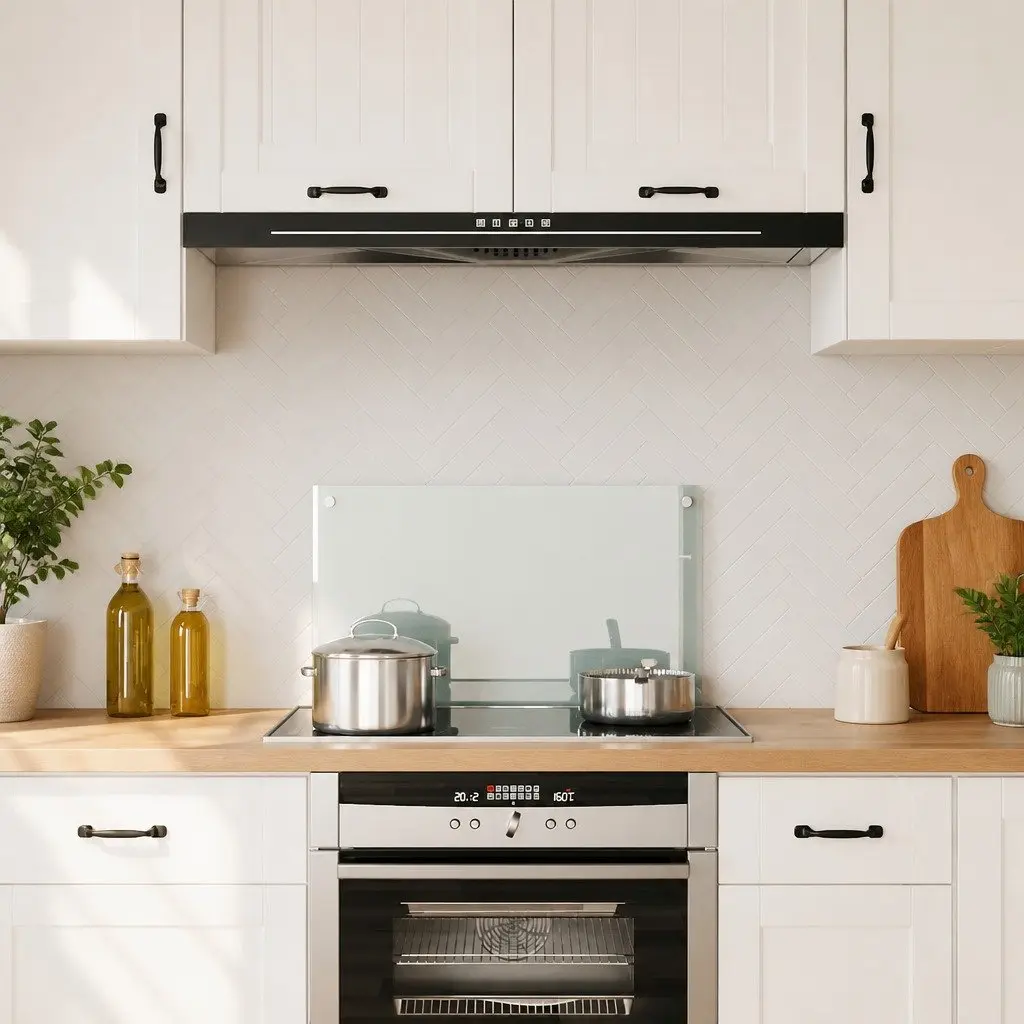 Kitchen Splashback Transparent 70x40cm Tempered Glass Heat and Scratch Resistant