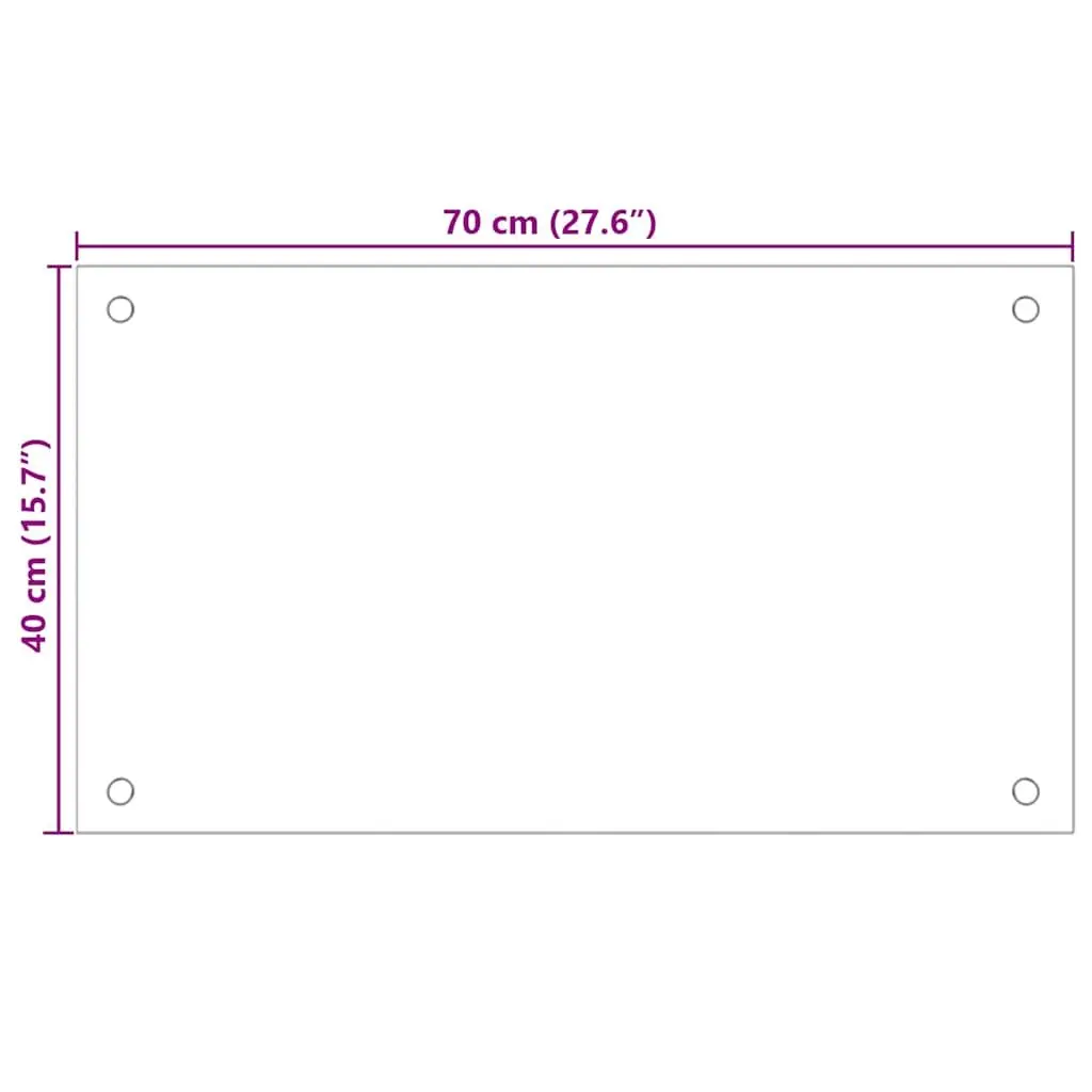 Kitchen Splashback Transparent 70x40cm Tempered Glass Heat and Scratch Resistant