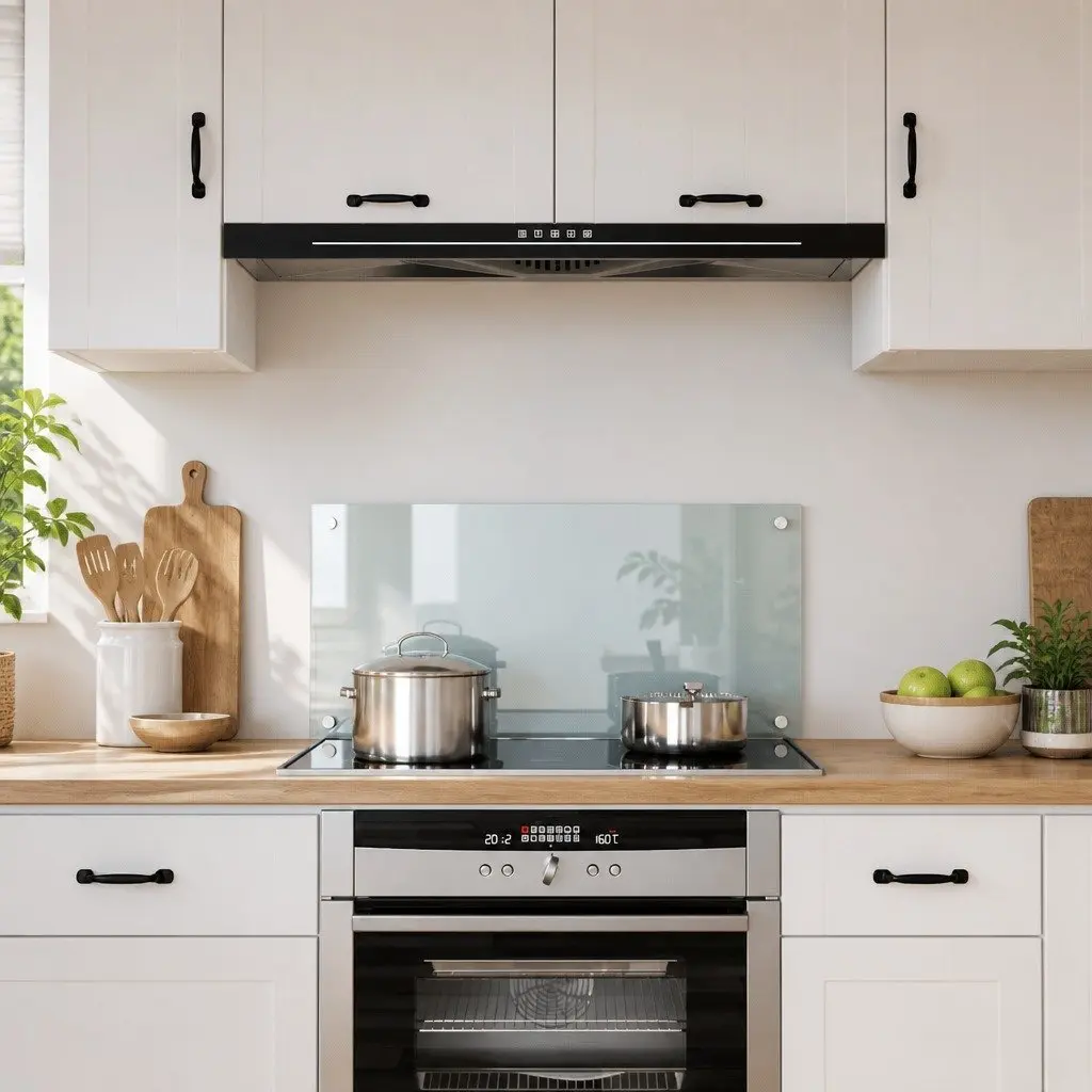 Kitchen Backsplash Transparent 80x40 cm Tempered Glass Heat Resistant