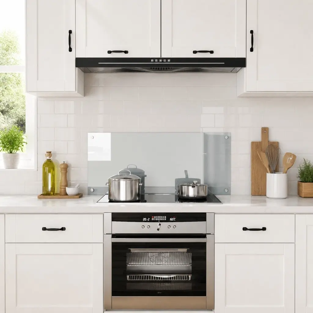 Kitchen Splashback Transparent 100x40cm Heat-Resistant Tempered Glass