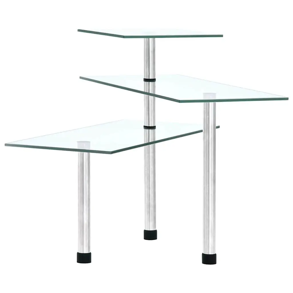 3-Tier Corner Kitchen Shelf Transparent Reinforced Tempered Glass Storage Organiser