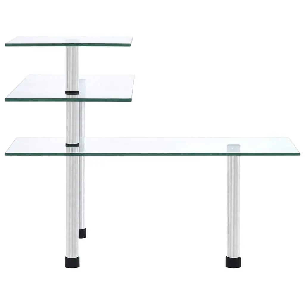 3-Tier Corner Kitchen Shelf Transparent Reinforced Tempered Glass Storage Organiser